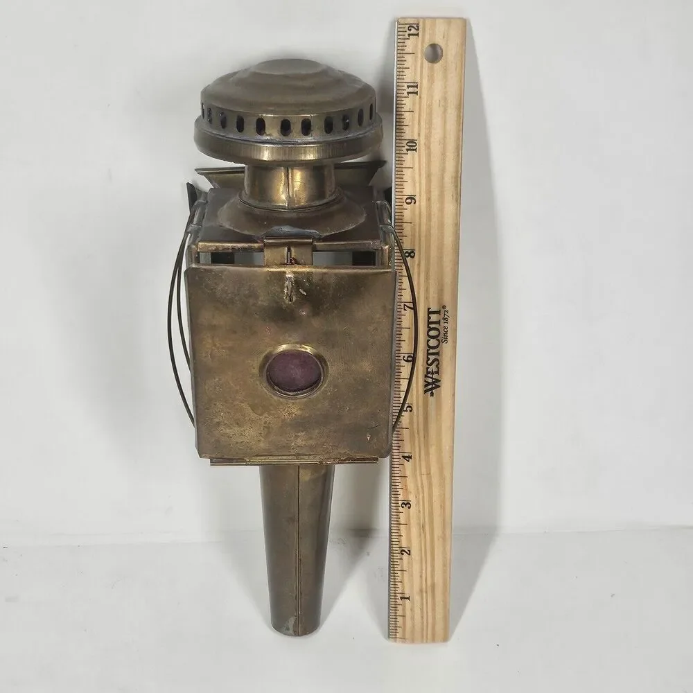 Brass Carriage Lamp Antique Coach Wall Light Fixture Glass